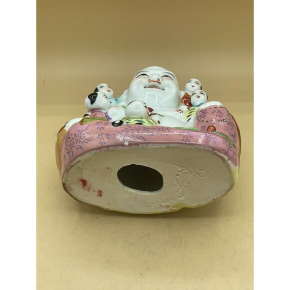 Vintage Chinese Porcelain Happy Buddha Statue With 5 Children READ - Picture 8 of 12